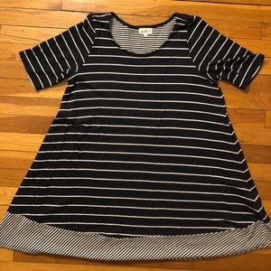 Anthropologie navy and white shirt sleeve dress